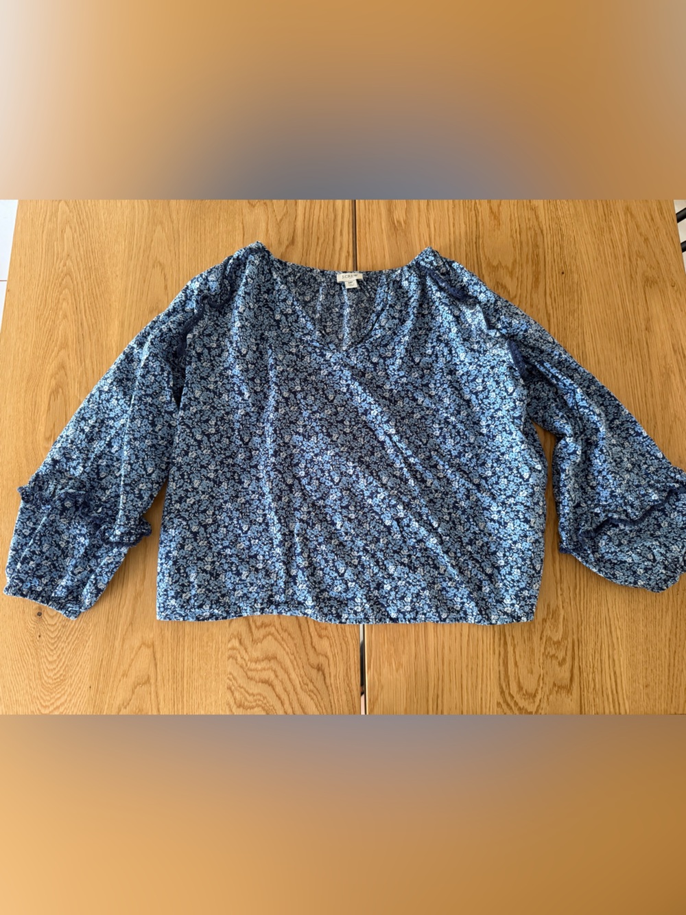 J. Crew Navy and Light Blue Floral Top